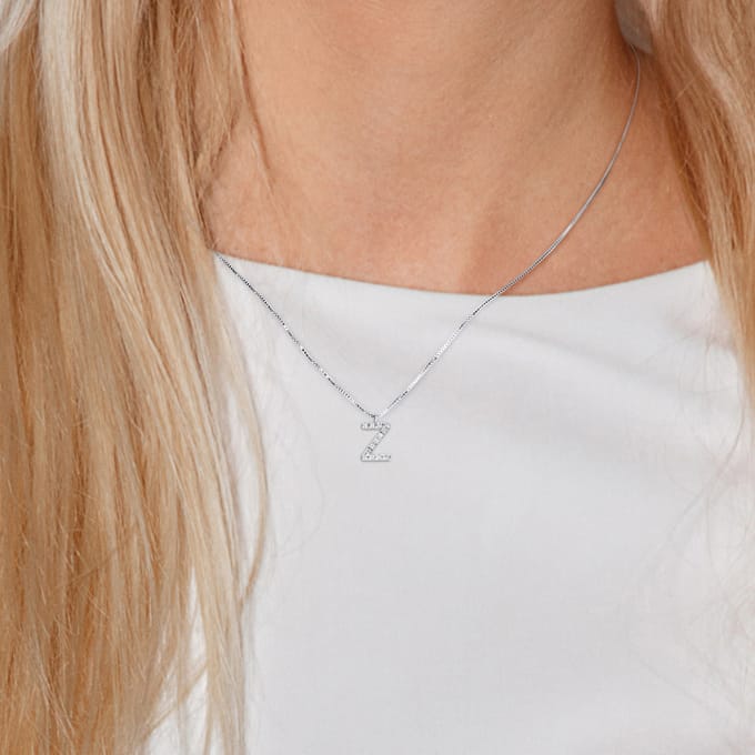 Collar ABC Diamonds 0.06 Cts letter "Z" witte goud 18k