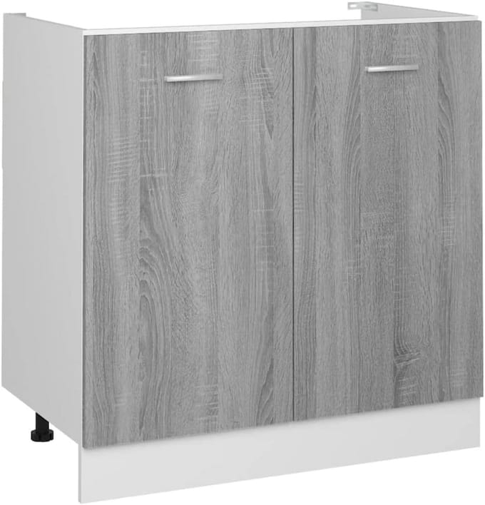 Keukenkast Onderbouw Wastafelmeubel 80 cm Breed Hout Grijs Sonoma Eiken