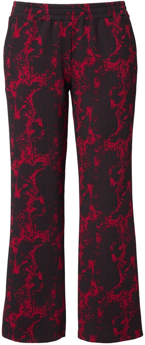 MIAMODA - Dames - Jersey broek allover-motief elastische tailleband - Zwart - Maat 52