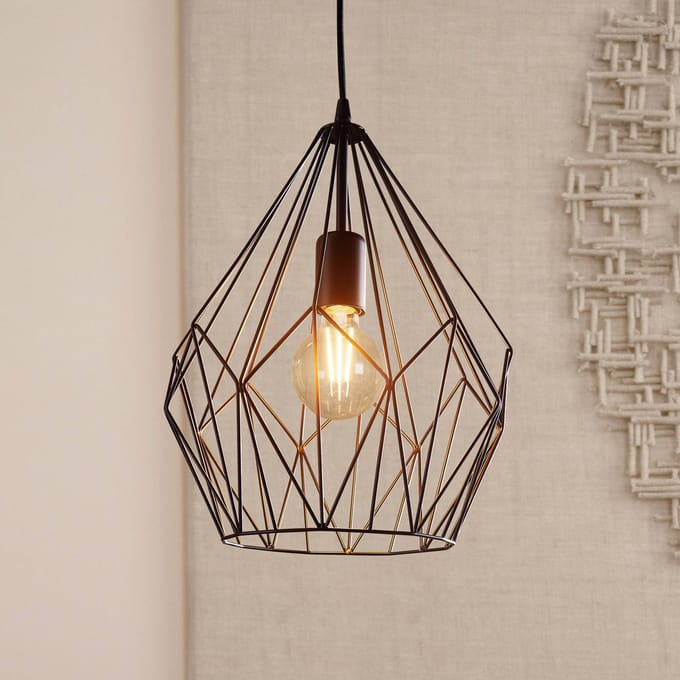EGLO Hanglamp Carlton in kooidesign, zwart Ø31cm