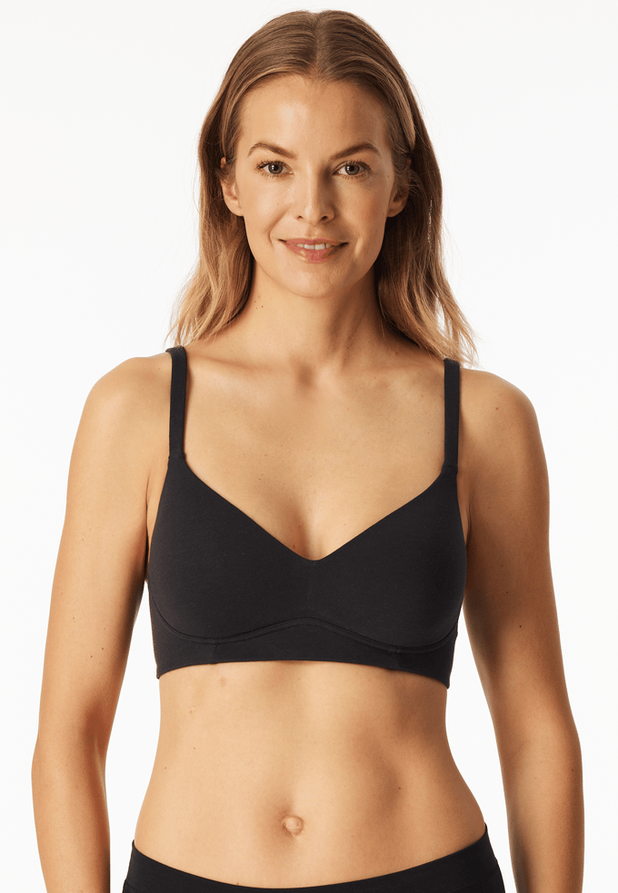 Voorgevormde Beha met cups, zwart - Unique Cotton 75D