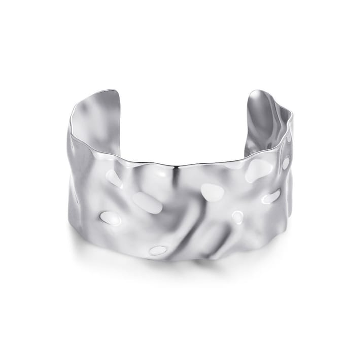 Twice As Nice Armband in zilver, open bangle, 3 cm, golvend 19cm