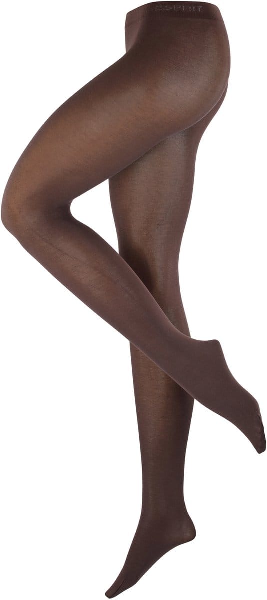 Esprit Cotton eenkleurig katoen panty dames bruin - maat 44-46