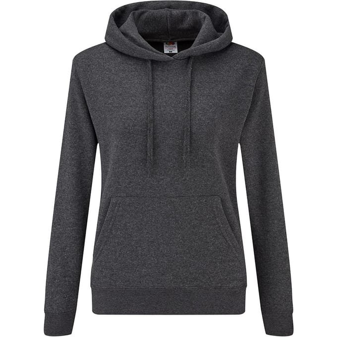 Fruit of the Loom Klassieke Dames Fit Sweatshirt Met Capuchon (Donker Heather)
