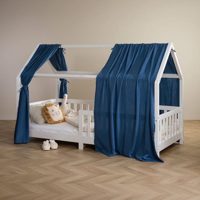 Mousseline-hemel voor het kinderbedje NENA, set van 2 – donkerblauw