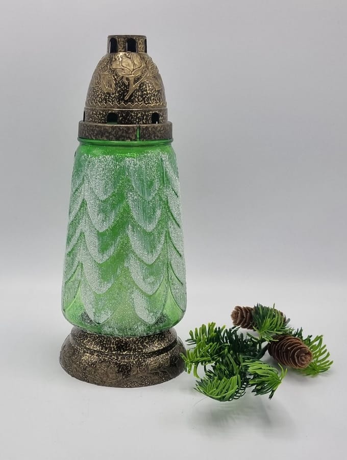 Herdenkingslicht - R85o - Kerstboom - Glitter- Goud - Grafkaars - Graflicht- Graflantaarn - Grafdecoratie - Windlicht
