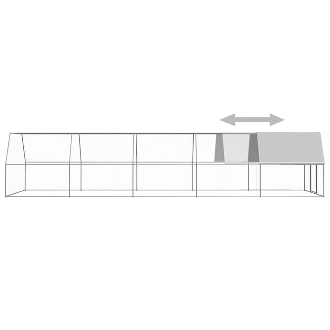 Vidaxl Buitenkooi voor Kippen, 3x10x2 M, Gegalvaniseerd Staal