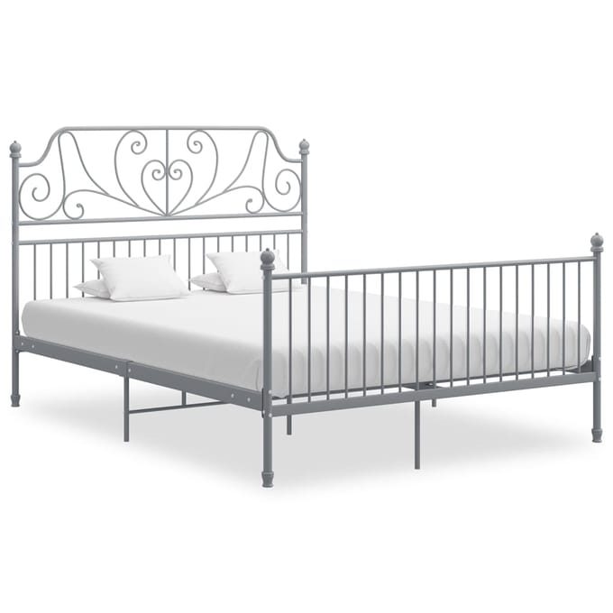 vidaXL - Bedframe - metaal - grijs - 160x200 - cm