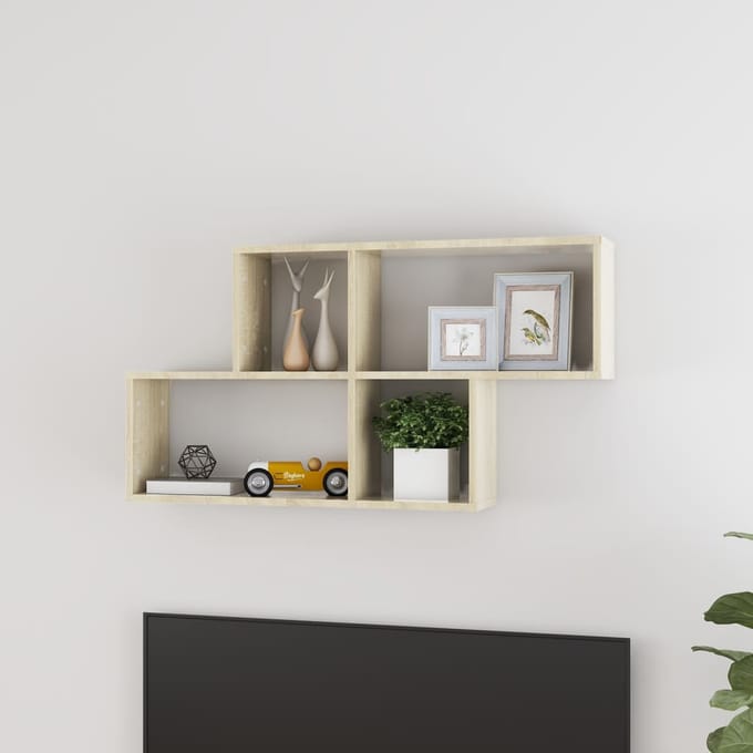 vidaXL - Wandschap - 100x18x53 - cm - bewerkt - hout - sonoma - eikenkleurig