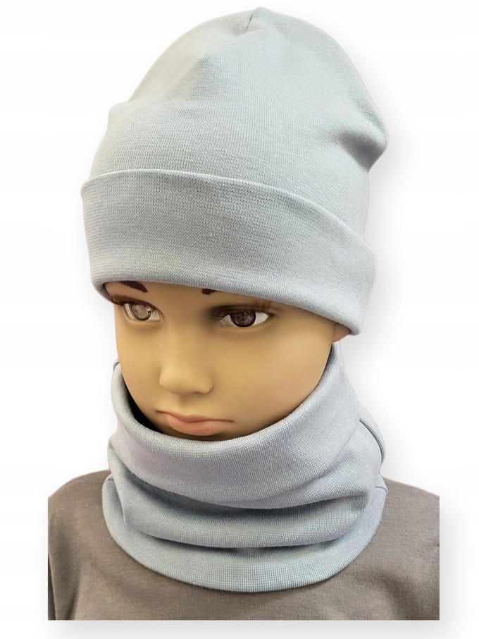Dartomik - Kinderkleding Set - Muts en Sjaal - Grijs - Dubbele Laag