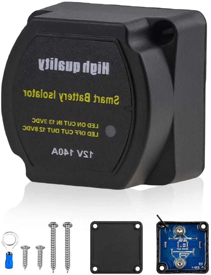 Batterij Scheidingsrelais - Dubbele Batterij - Voertuig Stroom - Voltage Gevoelig - 12V 140A - Zwart