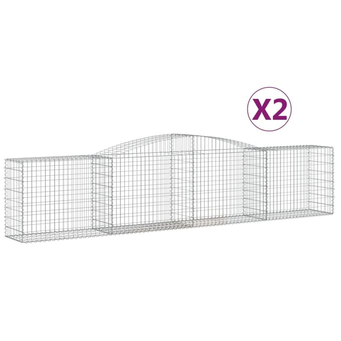 vidaXL - Schanskorven - 2 - st - gewelfd - 400x50x80/100 - cm - gegalvaniseerd - ijzer