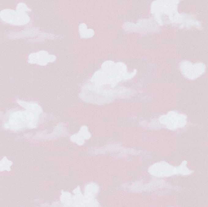 Dutch Wallcoverings papierbehang wolken - roze/wit