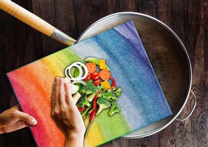 TMK ArtDeko Serie - Glazen Snijplank - 40x30cm - Regenboogdesign