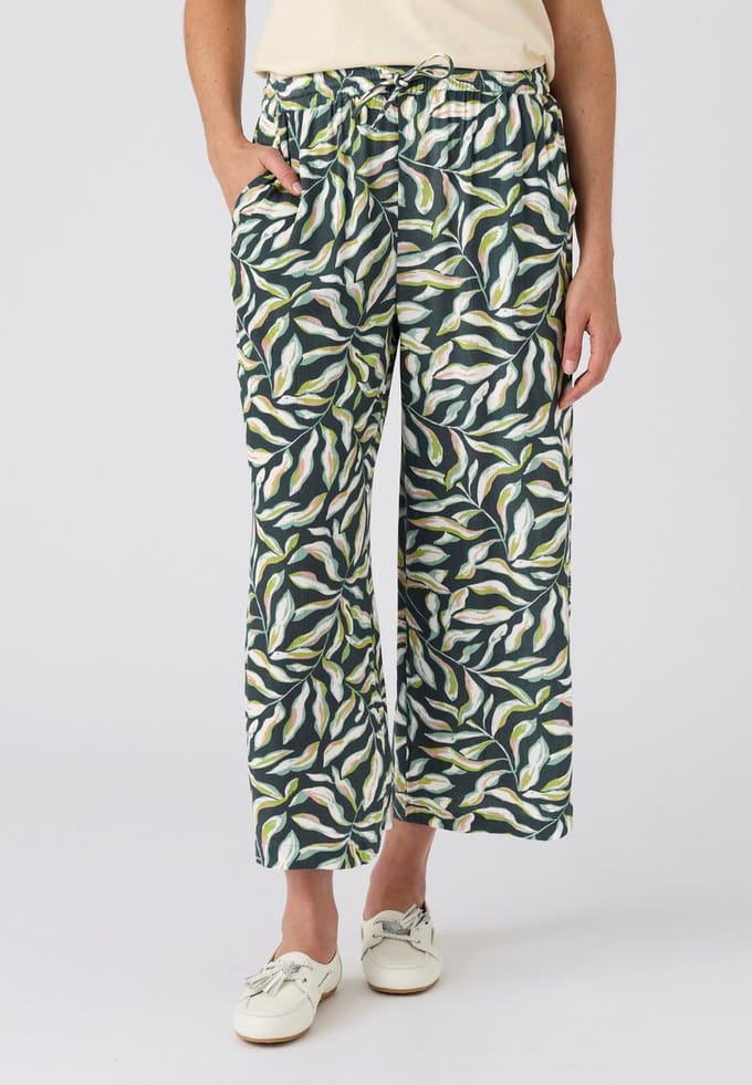 Damart - Capri broek crêpe print pull-on - Dames - Groen - 36