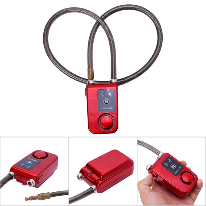 APP-bediening Bluetooth Smart Lock Anti-diefstal Alarm Kettingslot met 105dB Alarm (Rood) rood