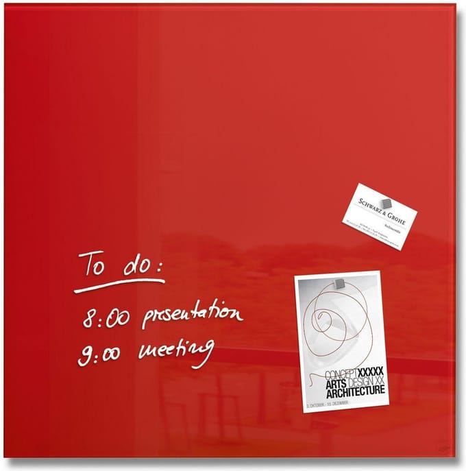 Sigel glasmagneetbord Artverum 48x48cm rood