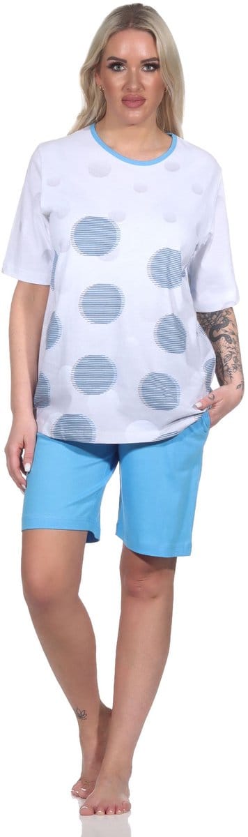 Normann Dames Pyjama Shorty met korte mouwen in Polka Dot Optics - Ook in Oversizes