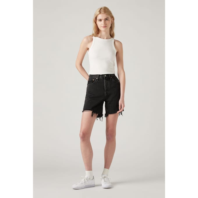 Levi's 501® Mid Thigh Shorts Black Maat: W23 | Korte Broeken Outlet | Dames | Zwart
