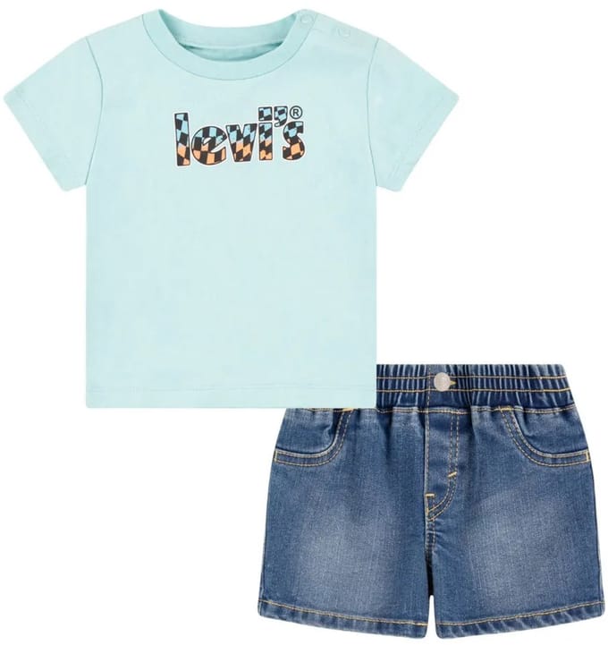 Levi´s ® Kids Core Seasonal Logo Denim Set Blauw 24 Months Jongen