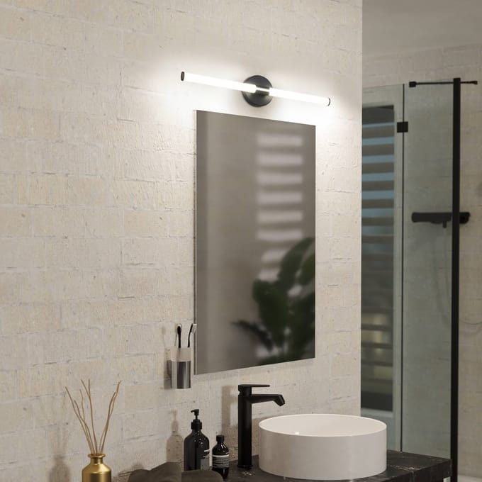 EGLO LED wandlamp Ramola, zwart, breedte 60 cm, IP44, CCT