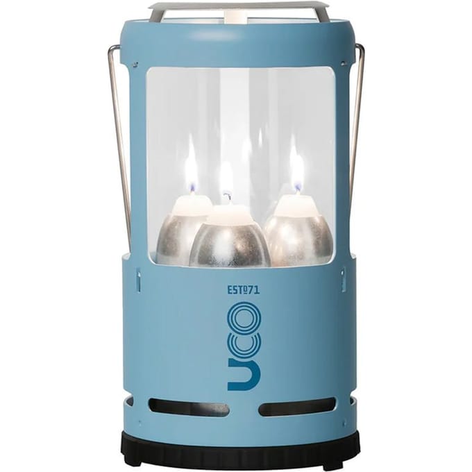 UCO Candlelier Glacier Blue – Windbestendige Drie-Kaars Lantaarn | 60 Lumen & 9 Uur Brandduur