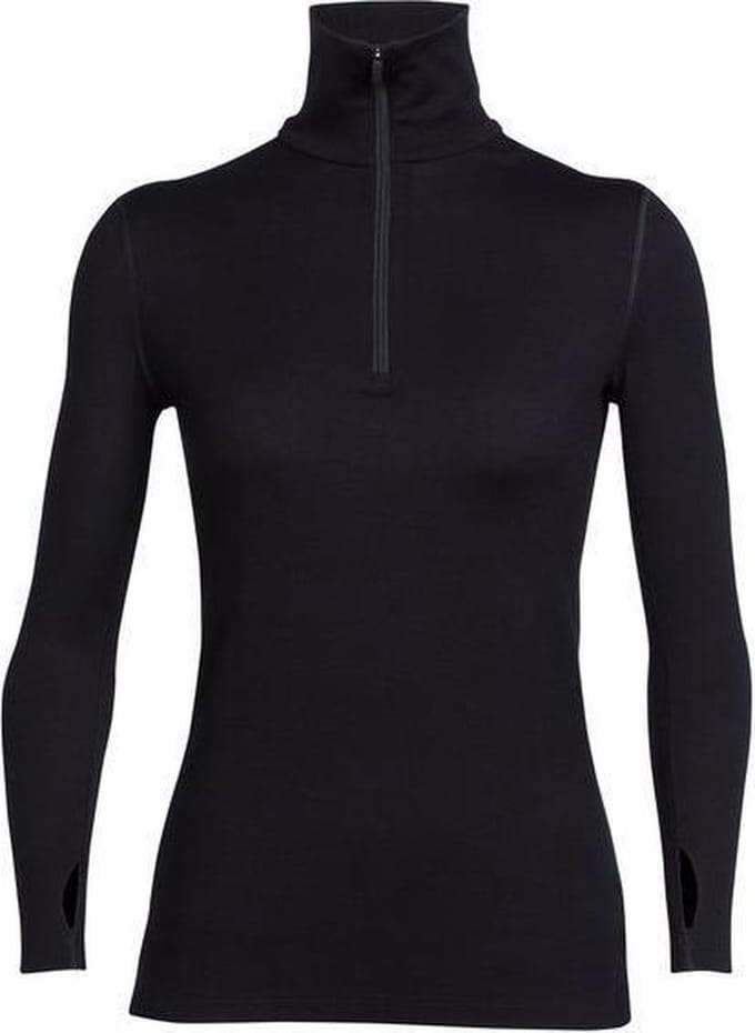 Icebreaker BF260 Tech Top LS Half Zip - dames - thermoshirt - zwart - maat XS
