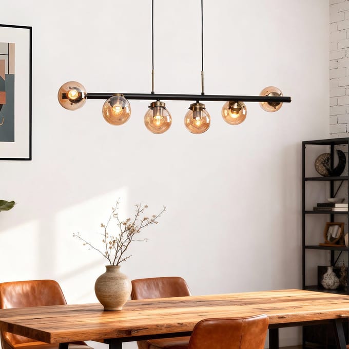 LumenXL Design hanglamp 6-lichts - amber glas - Guadeloupe