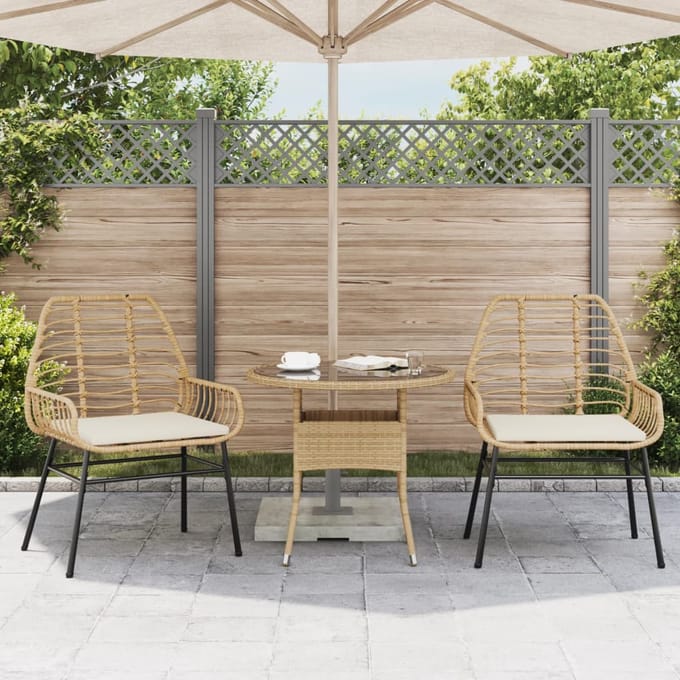 vidaXL - Tuinstoelen - 2 - st - met - kussens - poly - rattan - bruin
