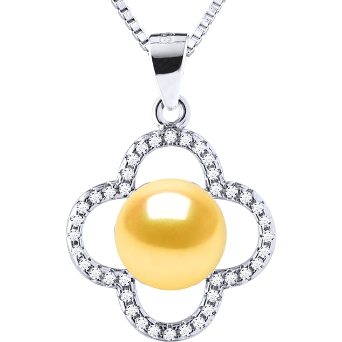 Clover Ketting Zoetwaterparel 9-10mm Golden 925