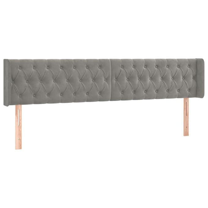 vidaXL - Hoofdbord - LED - 183x16x78/88 - cm - fluweel - lichtgrijs