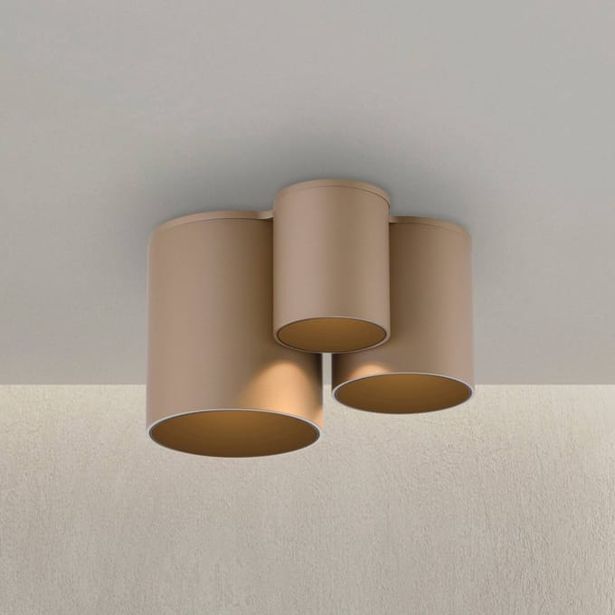 PURE LED badkamer plafondlamp Point, bronskleurig, 18 cm, 3-lamps.