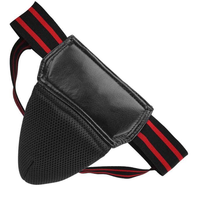 Boksen Kruisbeschermer PU Leer Ademend Jockstrap voor Kickboksen Muay ThaiZwart black