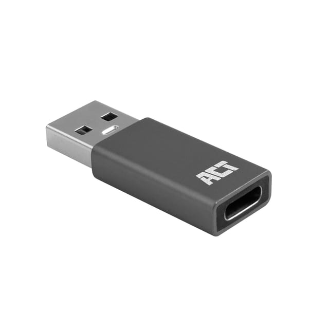 ACT USB C USB A Adapter Converter | tussenstuk voor kabels | USB Type-C USB Type-A | Grijs | AC7375