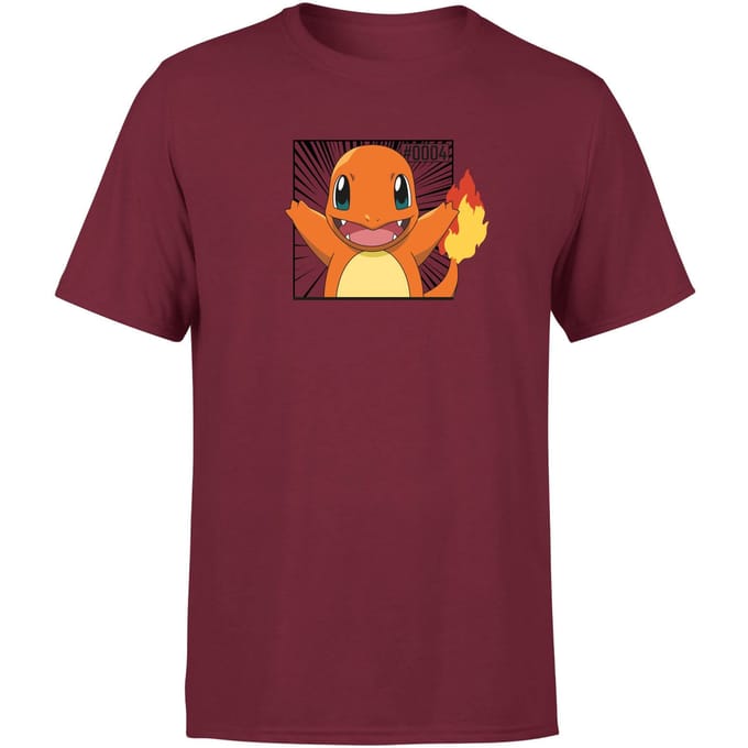 Pokémon Pokédex Charmander #0004 Men's T-Shirt - Burgundy - M