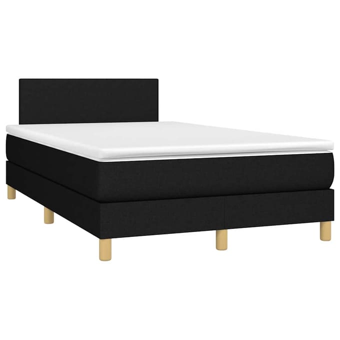 vidaXL - Boxspring - met - matras - en - LED - stof - zwart - 120x200 - cm