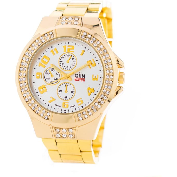 Horloge QIIN 0312WESUS. Kwarts, Kleur wit. Vrouw. beige