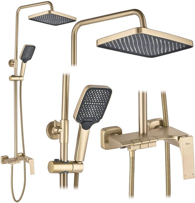 Rea Joe - Doucheset - Geborsteld Goud - 20,5X18X123Cm