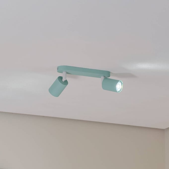 TK Lighting Plafondspot Livia, mintgroen, 35 cm, 2-lamps, metaal, GU10