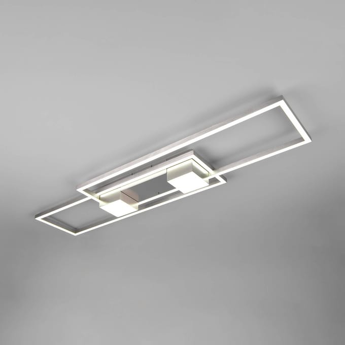 Trio Lighting LED plafondlamp Albany, nikkel, 100 x 28 cm, aluminium CCT dimbaar