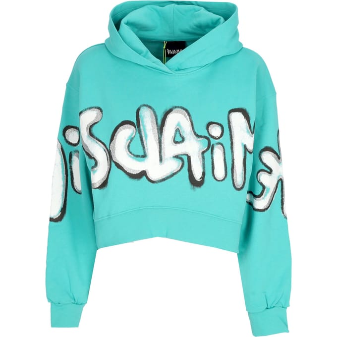 Vrouwen korte hoodie W Groot logo Crop Hoodie Mint