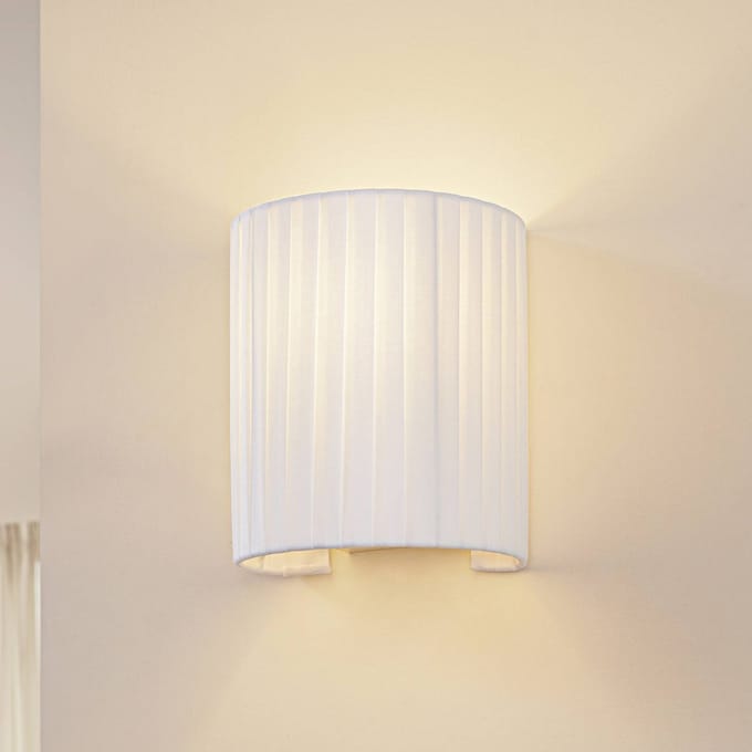 Lindby - Wandlamp - 1licht - Textiel, ijzer - H: 21 cm - E27 - wit