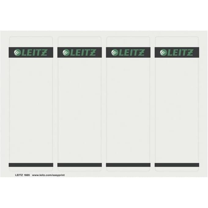 LEITZ® rugetiketten kort, via pc beletterbaar, rugbreedte 80 mm, zelfklevend, 100 st., grijs