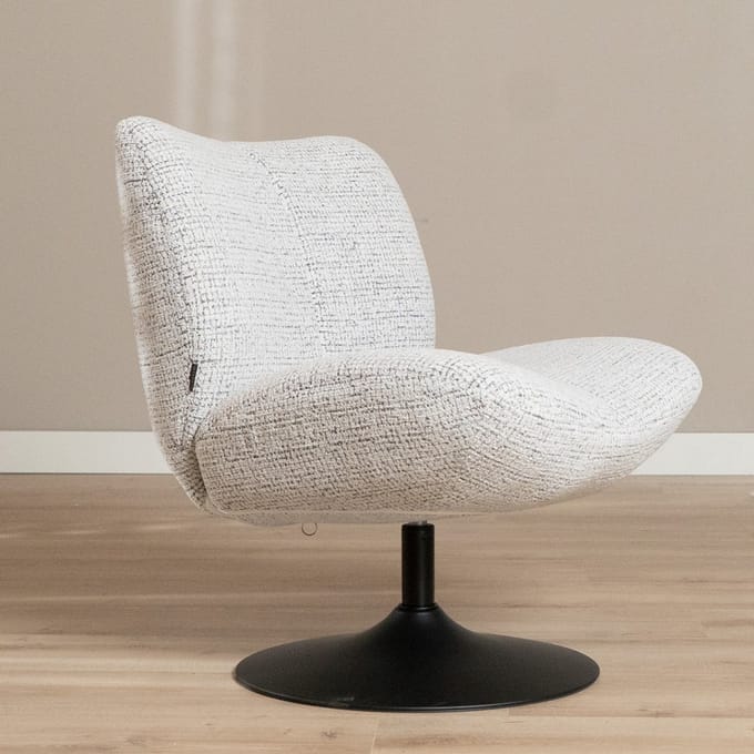 Bronx71® Draaifauteuil Moira gemêleerde stof off white/ zwart
