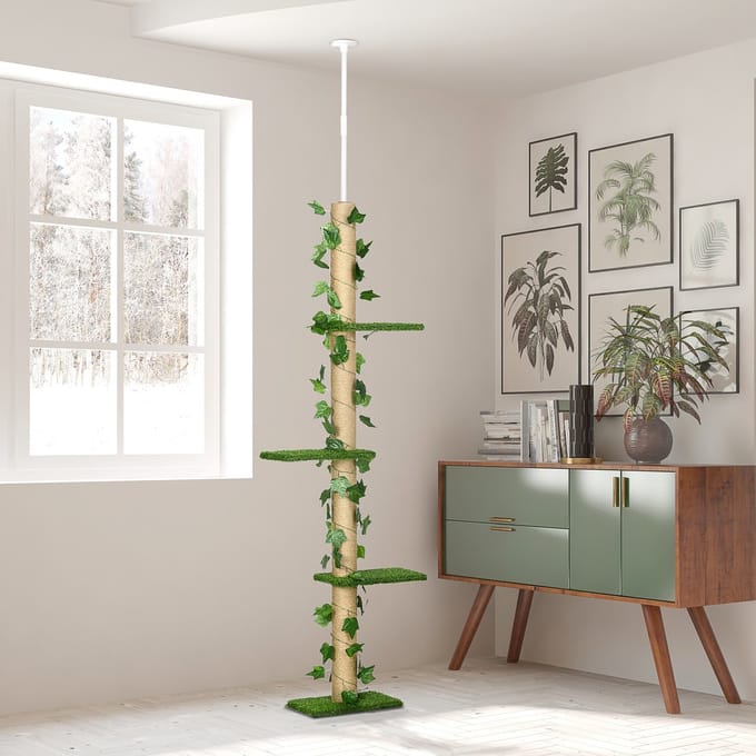 REDOM - Kattenkrabpaal - krabben - verticale structuur - 37L x 21B x 202- 242H cm groen