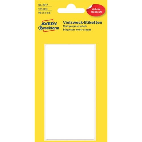 Etiket avery zweckform 3047 98x51mm wit 6 Etiketten