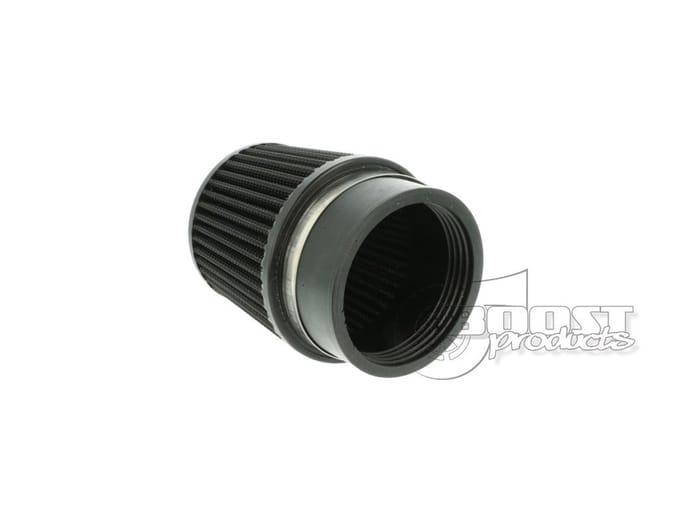 Universeel zwart luchtfilter 90mm lang met 76mm aansluiting