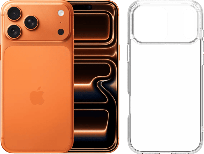 Apple iPhone 17 Pro Max 256GB Oranje + BlueBuilt Protective Back Cover Transparant