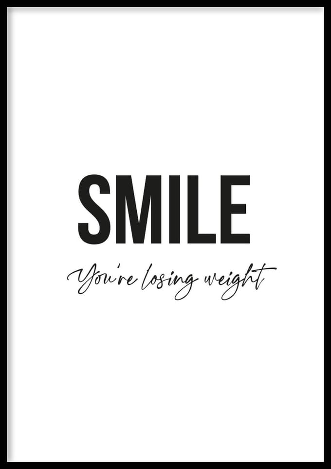 Poster Smile - WC Posters - Inclusief lijst - 21x30 cm - A4 - Ingelijst - WALLLL