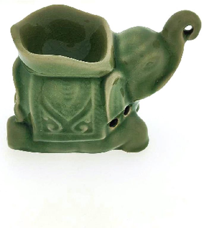 Aromabrander – Aromaverdamper – Handgemaakt – Keramiek - Aroma diffuser – Olieverdamper - Aromadamper theelicht –– Olifant vierkant donkergroen